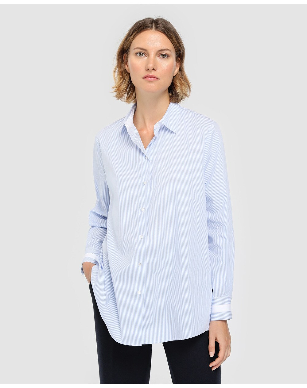 El Corte Inglés Woman Limited women's blue multi-stripe blouse, Blue. thumbnail