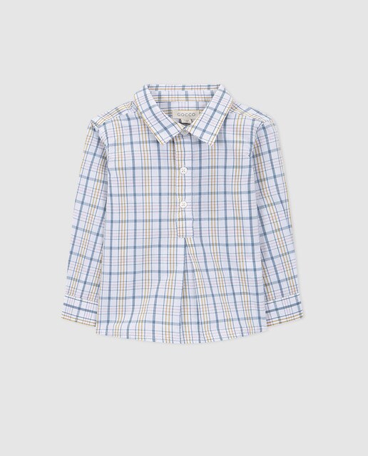 Camisa de bebé menino Gocco aos quadrados bicolor Camisa de bebé menino Gocco aos quadrados bicolor
