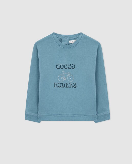 Sweatshirt de bebé menino Gocco azul com estampado Sweatshirt de bebé menino Gocco azul com estampado