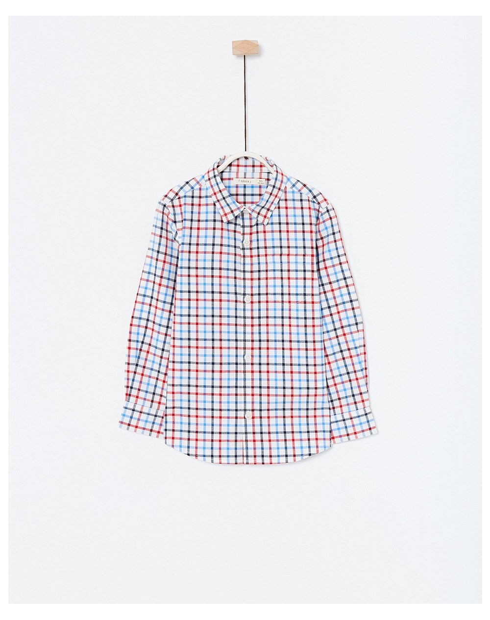 Sfera boys' two-tone gingham check shirt, Red. thumbnail
