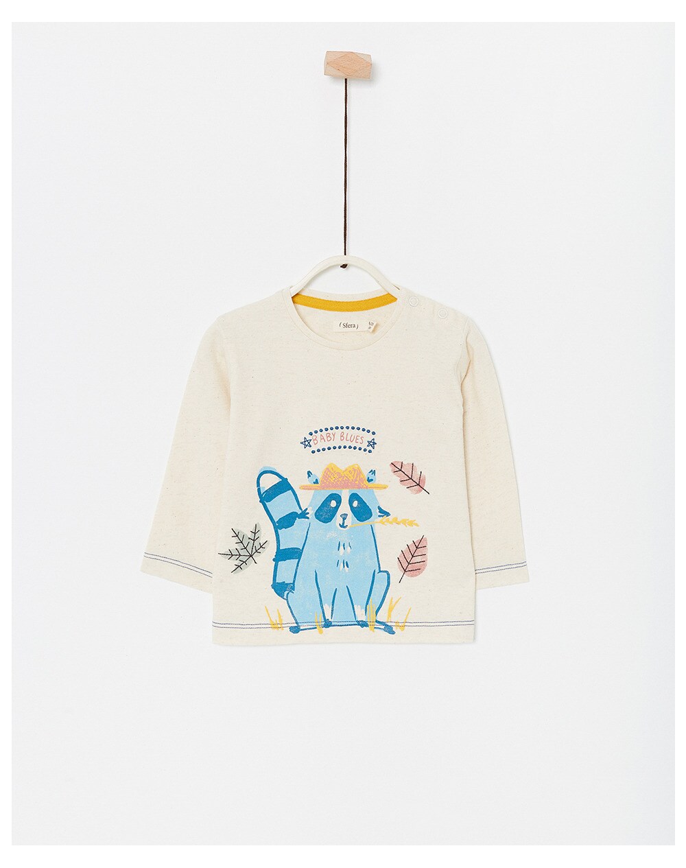 Sfera baby boys' T-shirt with raccoon, Beige. thumbnail