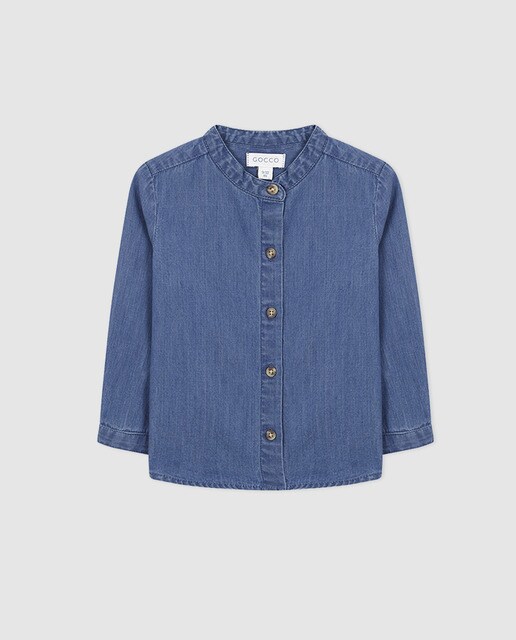 Camisa de ganga de bebé menino Gocco azul Camisa de ganga de bebé menino Gocco azul