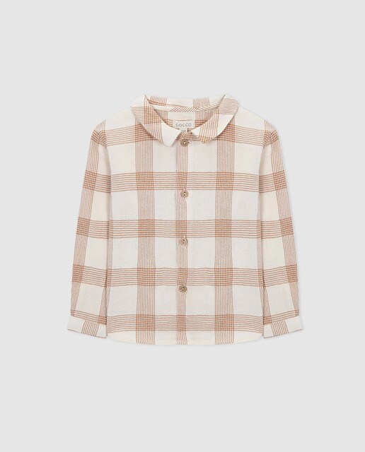 Camisa de bebé menino Gocco aos quadrados Camisa de bebé menino Gocco aos quadrados