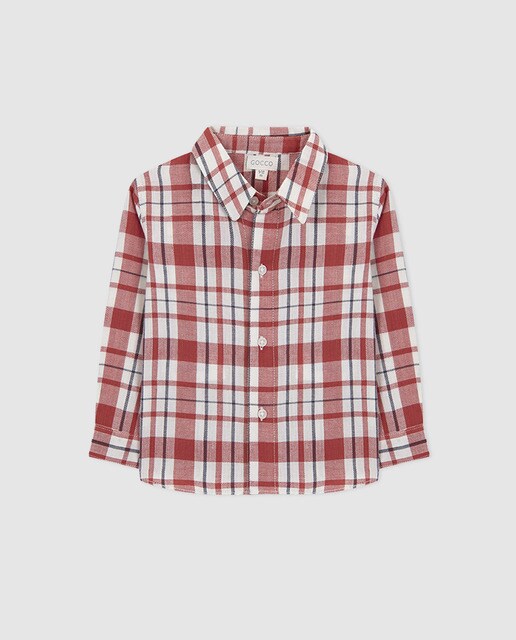 Camisa de bebé menino Gocco aos quadrados Camisa de bebé menino Gocco aos quadrados