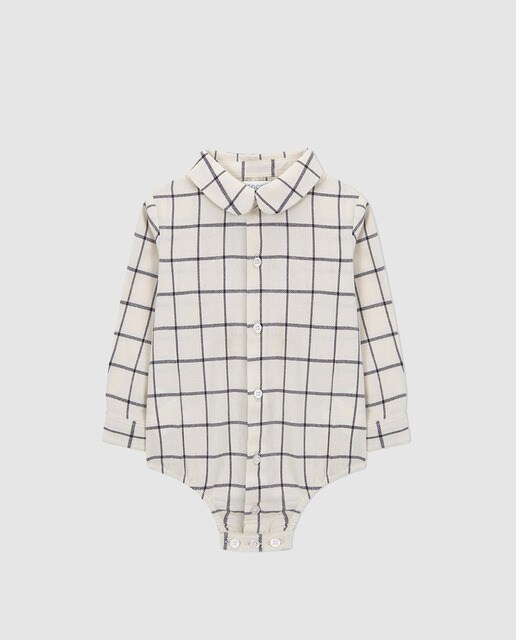 Camisa de bebé menino Gocco aos quadrados Camisa de bebé menino Gocco aos quadrados