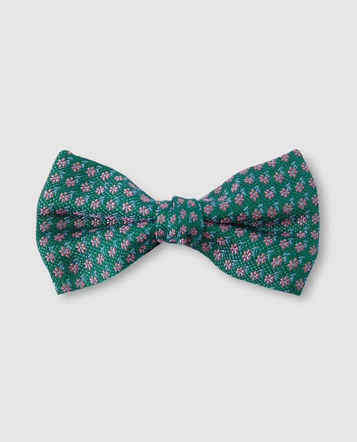 Laço de seda feito em Espanha verde com estampado floral