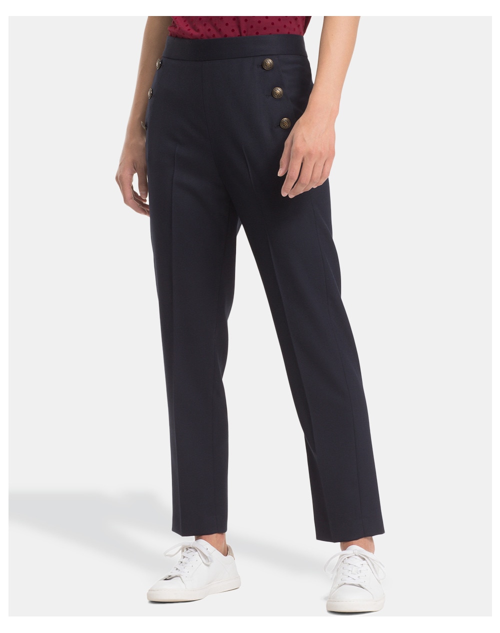 Tommy Hilfiger women's straight trousers with back fastening, Navy blue. thumbnail