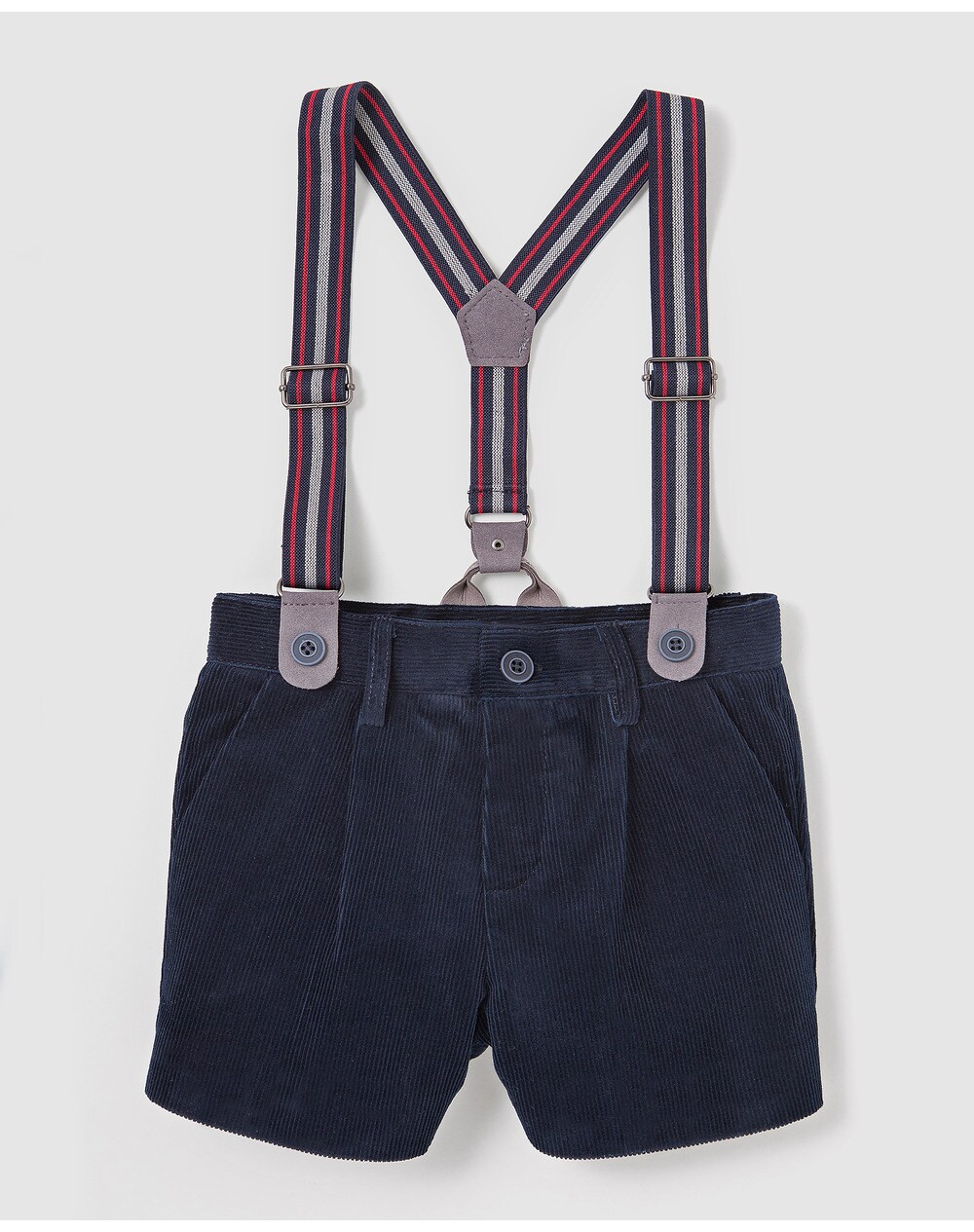 Tizzas boys' navy blue bermuda shorts with braces, Navy blue. thumbnail