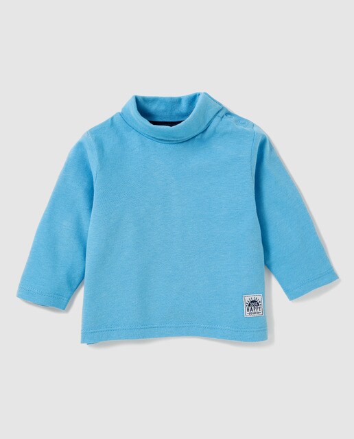 T-shirt de bebé Freestyle azul com gola dobrada T-shirt de bebé Freestyle azul com gola dobrada