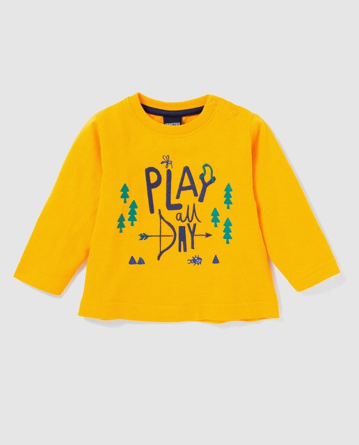 T-shirt de bebé menino Freestyle mostarda com árvores T-shirt de bebé menino Freestyle mostarda com árvores