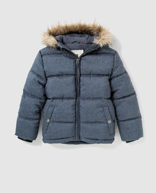 Parka de menino Brotes azul índigo com pêlo Parka de menino Brotes azul índigo com pêlo