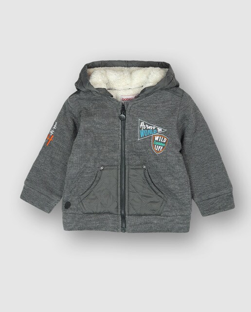Sweatshirt de bebé menino Boboli cinzenta com pêlo de borrego Sweatshirt de bebé menino Boboli cinzenta com pêlo de borrego