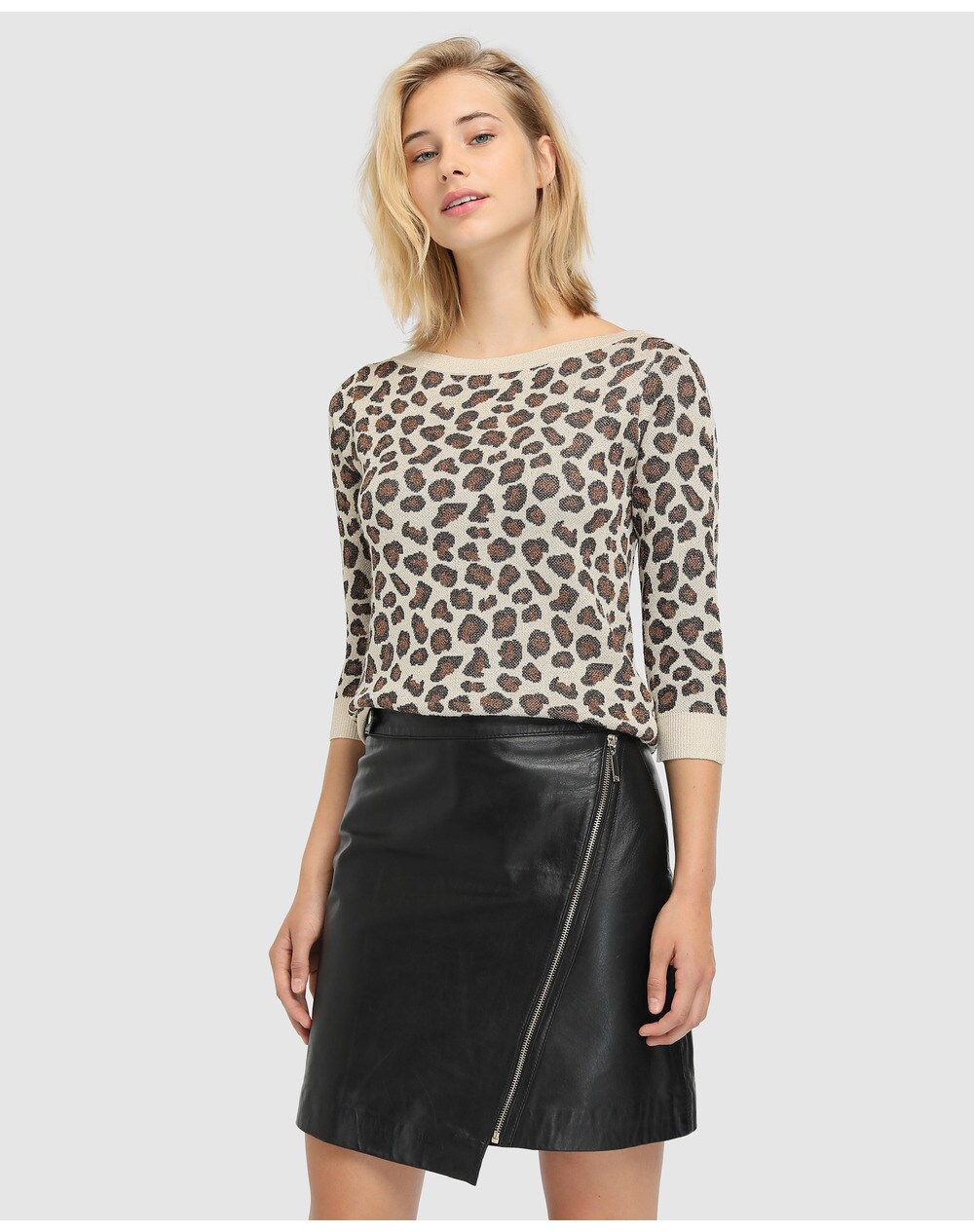 Tintoretto women's leather skirt with zip, Black. thumbnail
