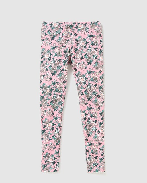 Leggings de menina Freestyle rosa com estampado floral Leggings de menina Freestyle rosa com estampado floral