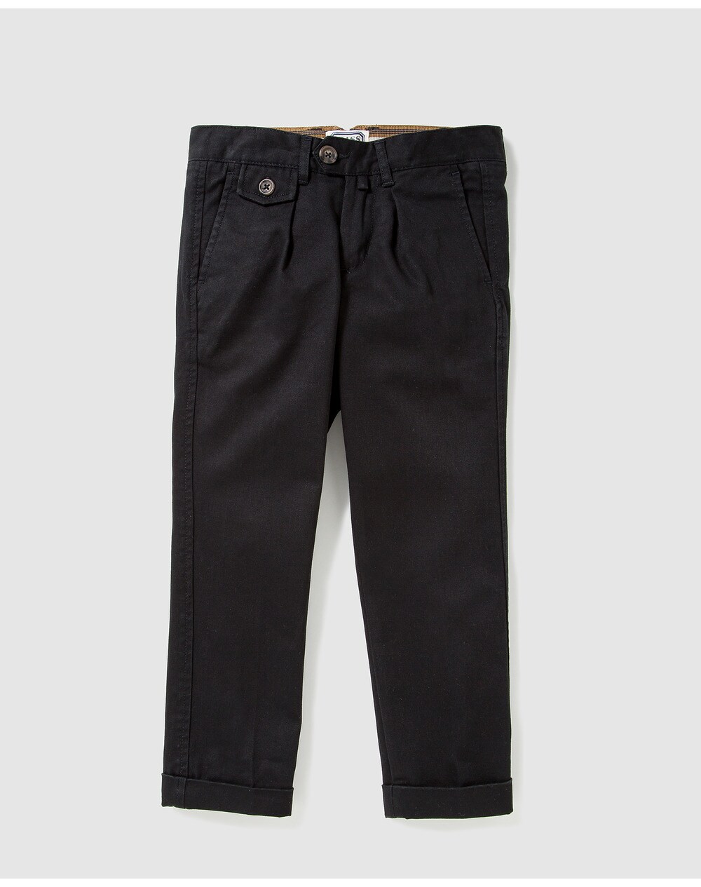 Bass 10 boys' black chinos, Black. thumbnail