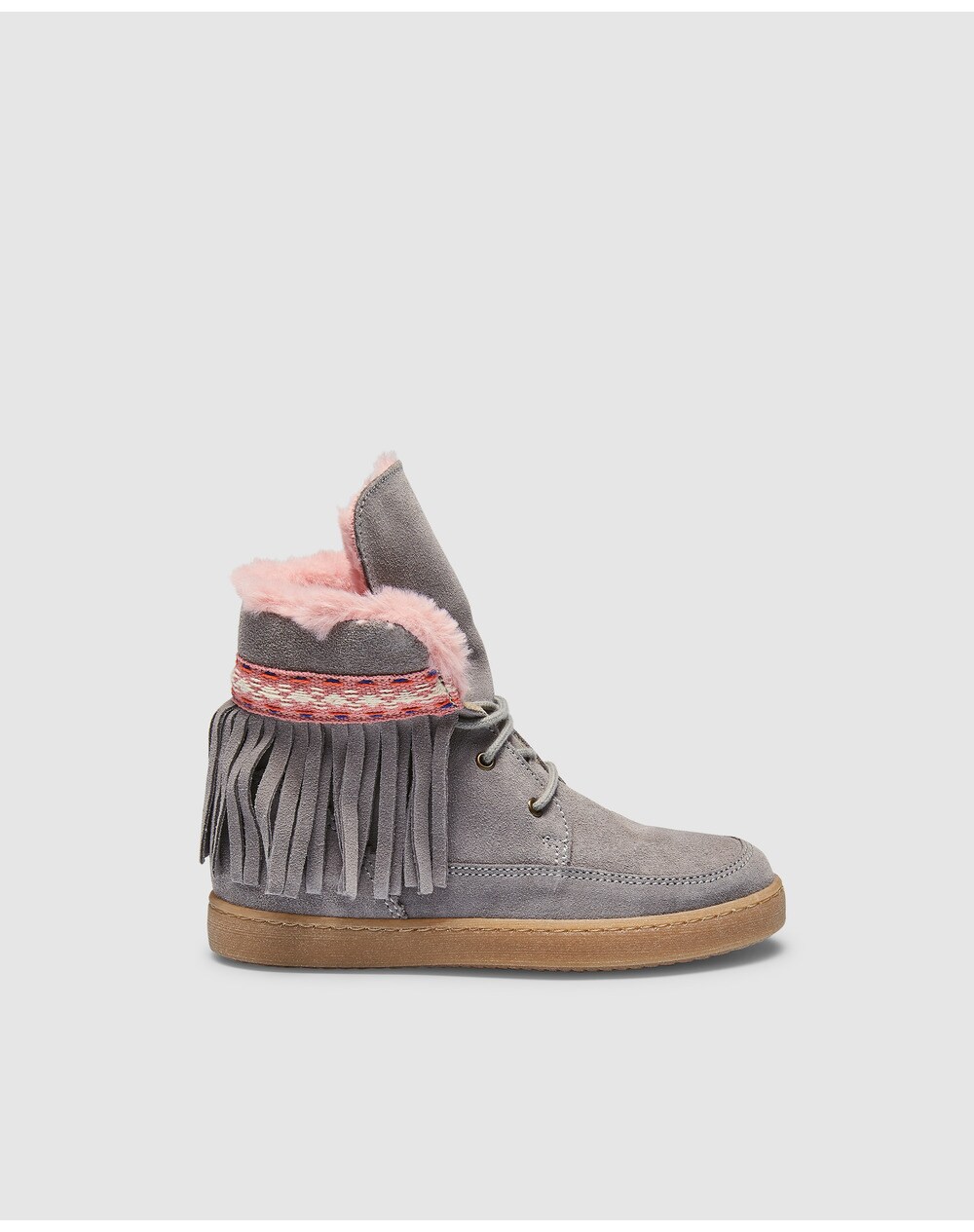 Brotes girls' grey boots with fringe, Grey. thumbnail