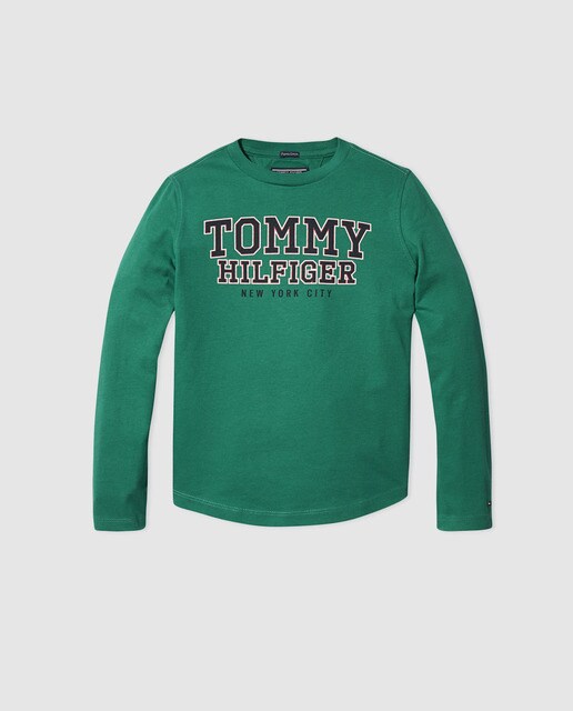 Blusa de bebé para rapaz Tommy Hilfiger em verde com estampado Blusa de bebé para rapaz Tommy Hilfiger em verde com estampado