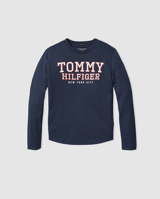 T-shirt de bebé menino Tommy Hilfiger em azul com estampado T-shirt de bebé menino Tommy Hilfiger em azul com estampado