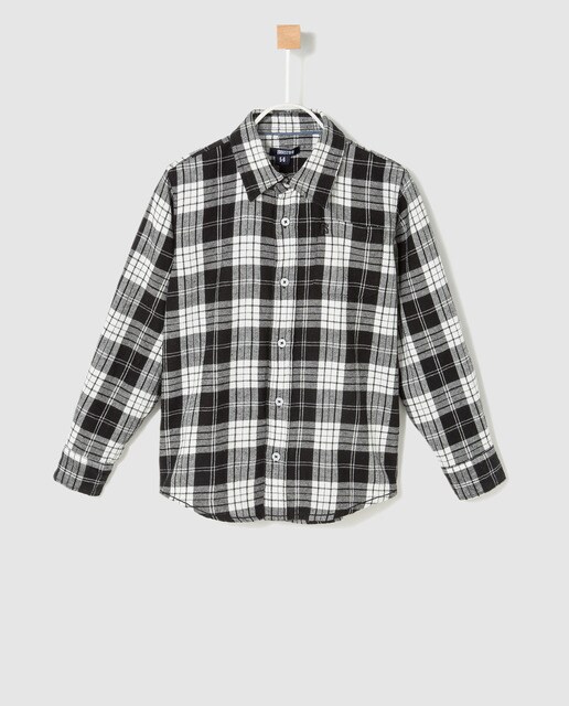 Camisa menino Freestyle aos quadrados branco e preto Camisa menino Freestyle aos quadrados branco e preto