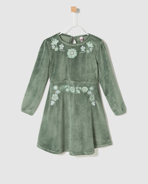 Vestido de veludo de menina Freestyle verde Vestido de veludo de menina Freestyle verde