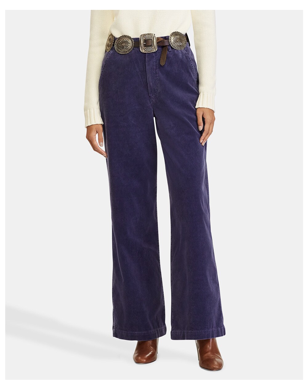 Polo Ralph Lauren women's wide-leg corduroy trousers, Purple. thumbnail