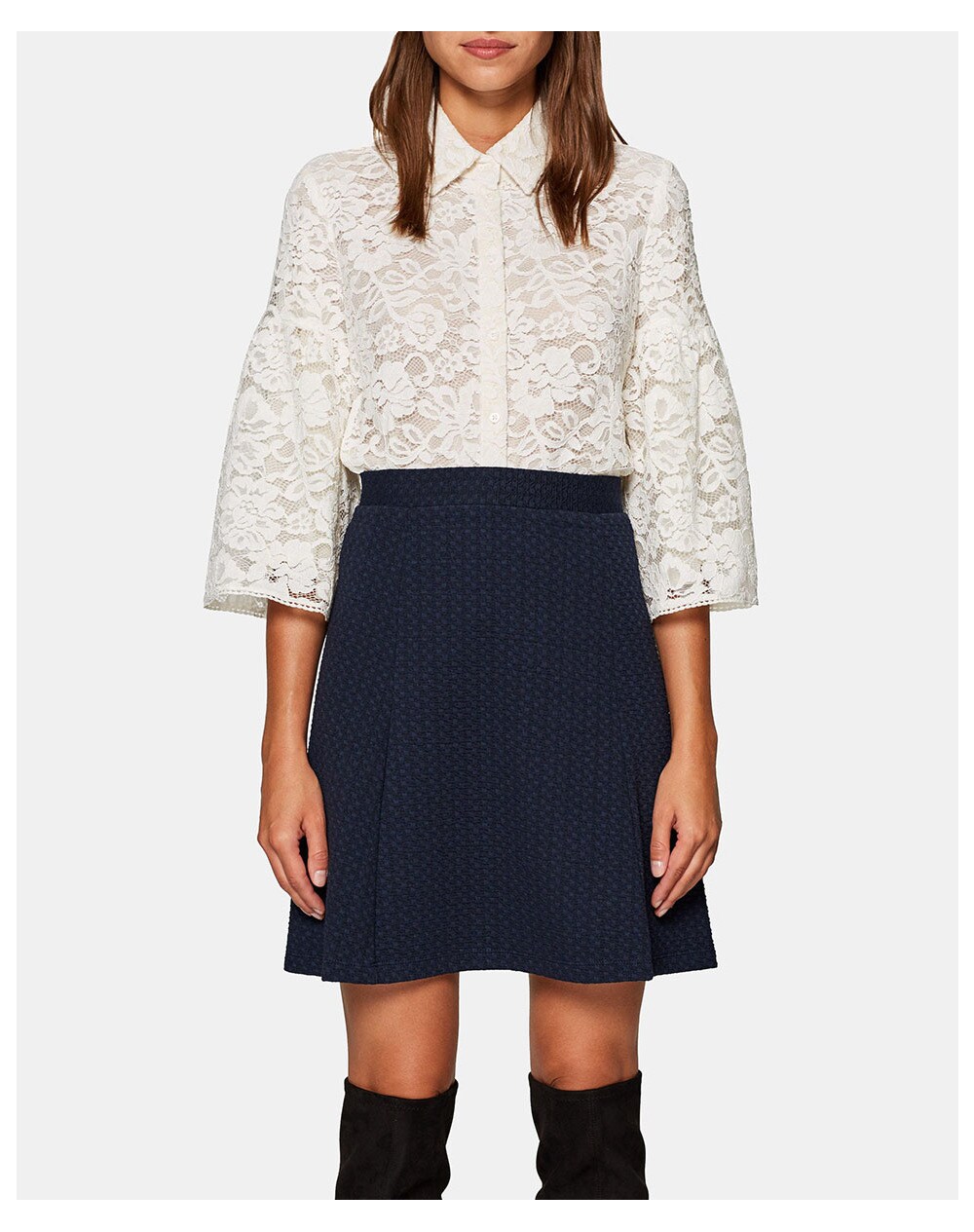 Esprit women's navy blue jacquard skirt, Navy blue. thumbnail