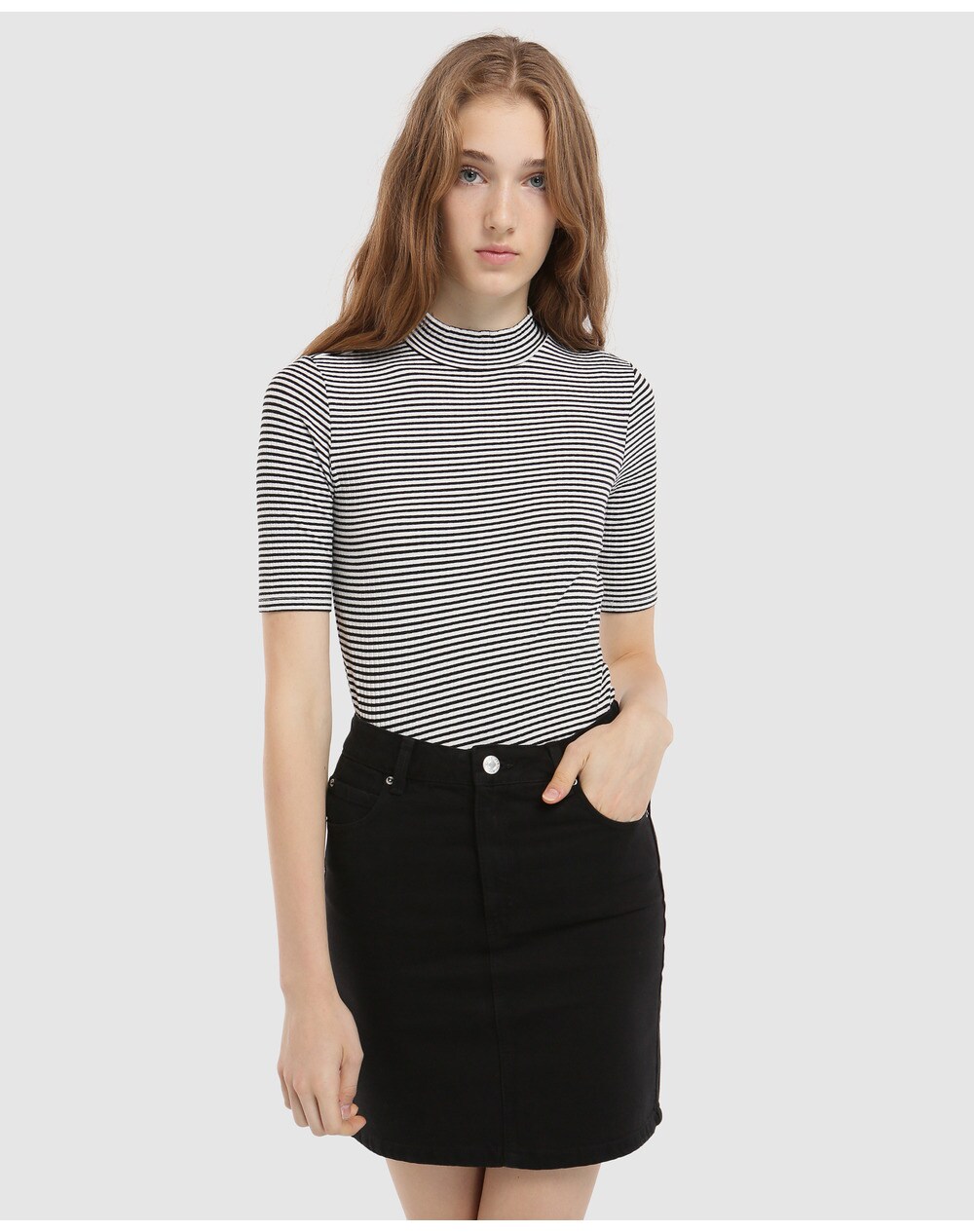 Easy Wear women's denim straight skirt, Black. thumbnail