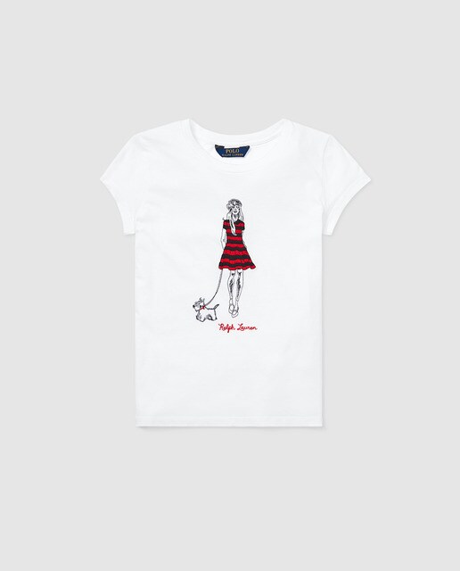 T-shirt de menina Polo Ralph Lauren com estampado T-shirt de menina Polo Ralph Lauren com estampado