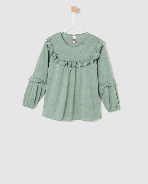 T-shirt de menina Freestyle verde com folhos T-shirt de menina Freestyle verde com folhos