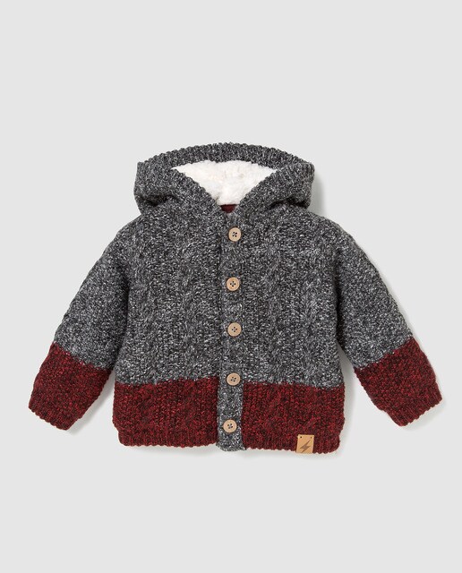 Casaco de bebé menino Brotes bicolor com capuz Casaco de bebé menino Brotes bicolor com capuz