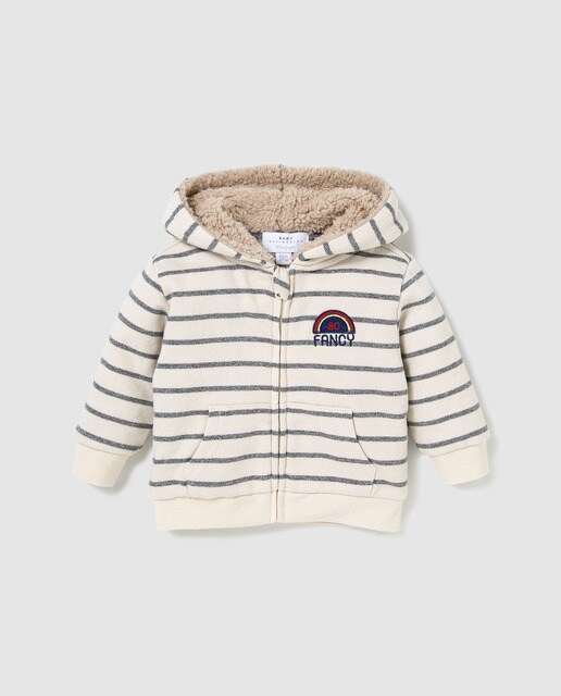 Sweatshirt forrada de bebé menino Brotes às riscas Sweatshirt forrada de bebé menino Brotes às riscas