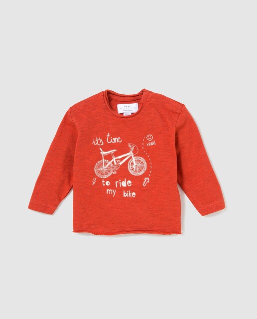 T-shirt de bebé menino Brotes vermelha com bicicleta T-shirt de bebé menino Brotes vermelha com bicicleta