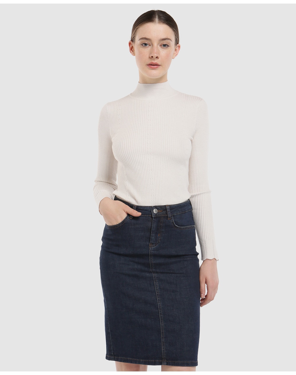 Fórmula Joven women's denim tube skirt, Blue. thumbnail
