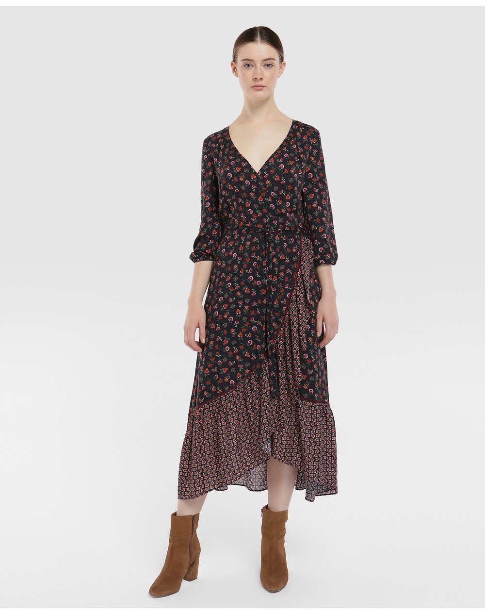 Tintoretto women's floral dress with wrap skirt, Multicoloured. thumbnail