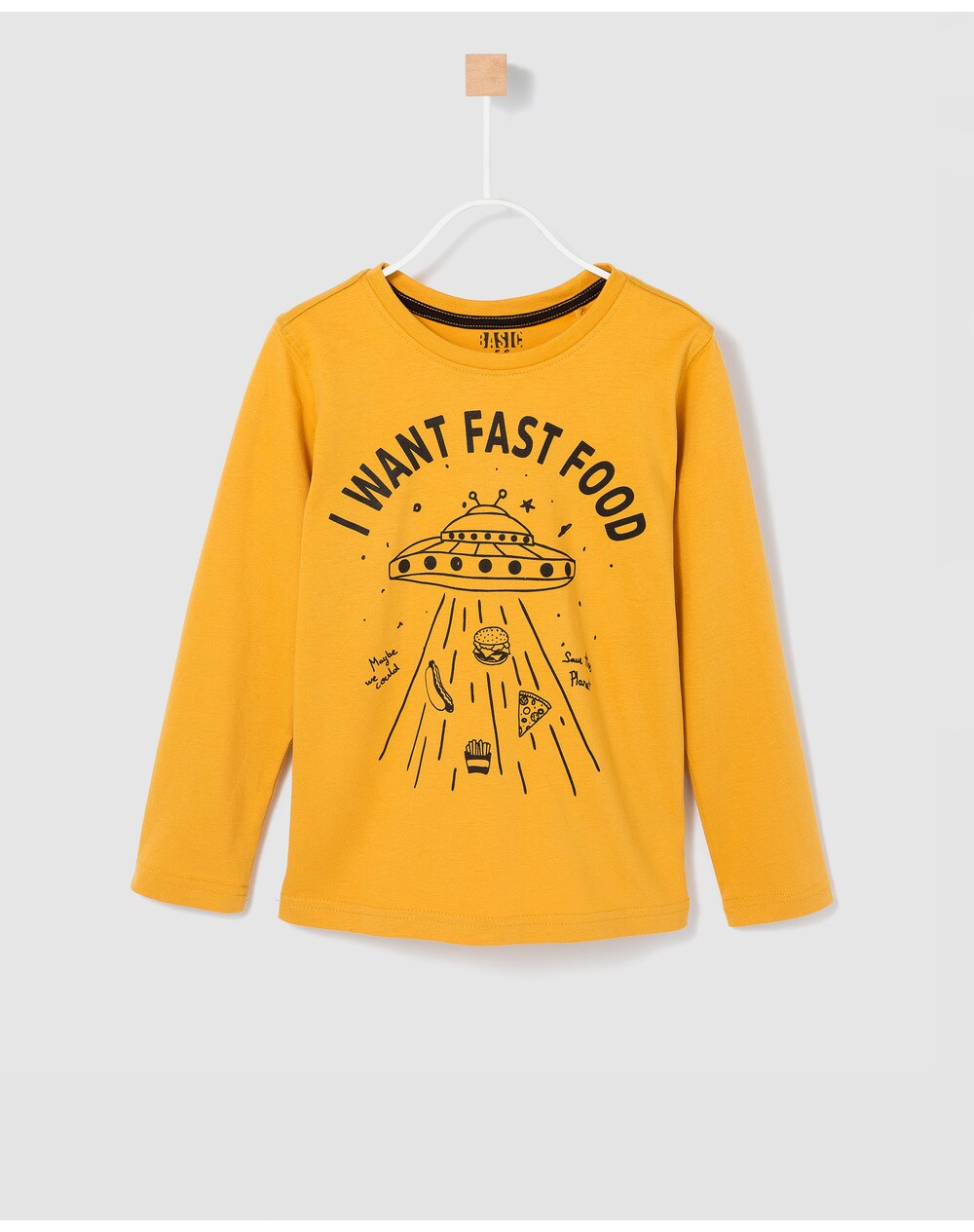 Freestyle boys' mustard "I WANT FAST FOOD" T-shirt, Mustard. thumbnail