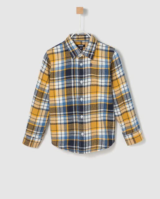 Camisa de menino Freestyle de quadrados tricolor Camisa de menino Freestyle de quadrados tricolor