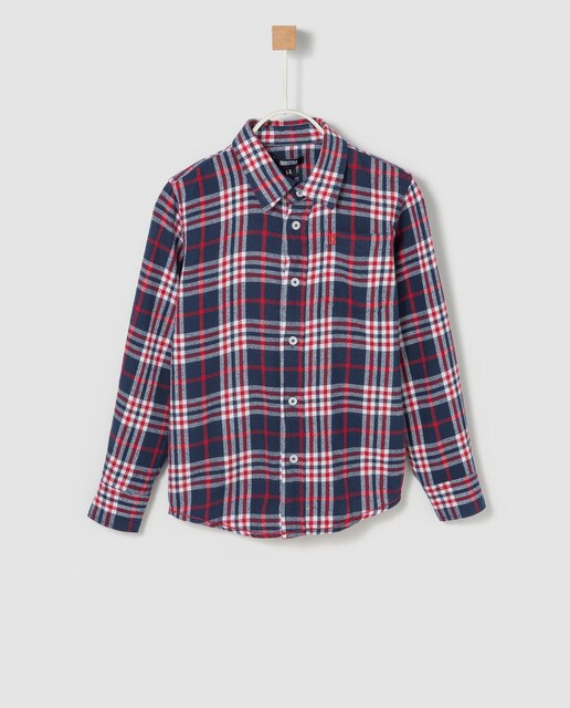 Camisa menino Freestyle em azul-marinho com quadrados Camisa menino Freestyle em azul-marinho com quadrados