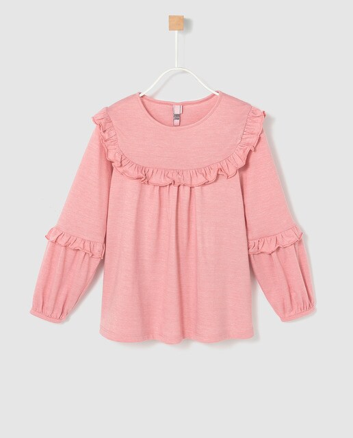 T-shirt de menina Freestyle em branco com folhos T-shirt de menina Freestyle em branco com folhos