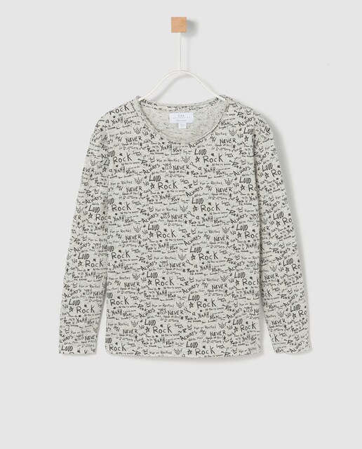 T-shirt de menino Brotes em cinzento estampada T-shirt de menino Brotes em cinzento estampada