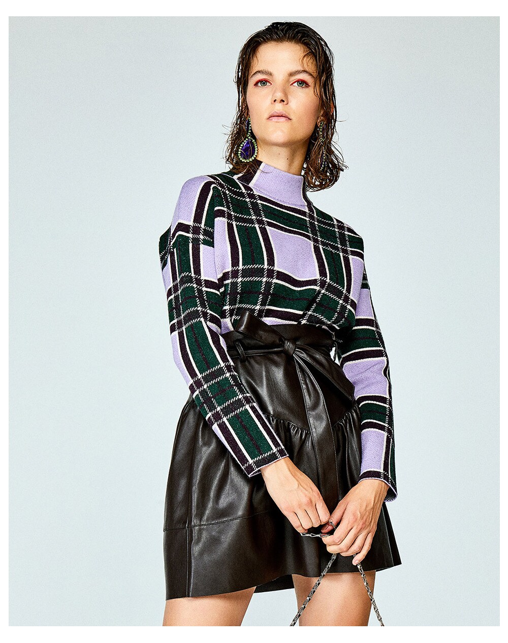 Sfera women's flared skirt with bow, Black. thumbnail