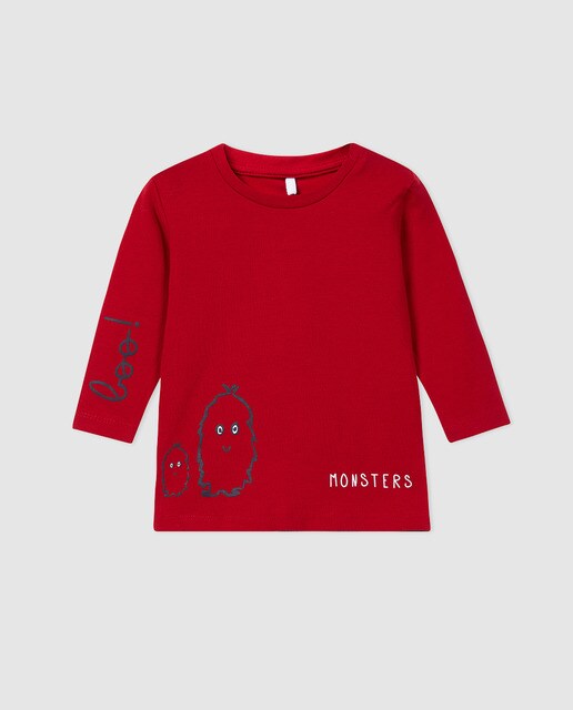 T-shirt de bebé menino Name It vermelha de algodão orgânico T-shirt de bebé menino Name It vermelha de algodão orgânico