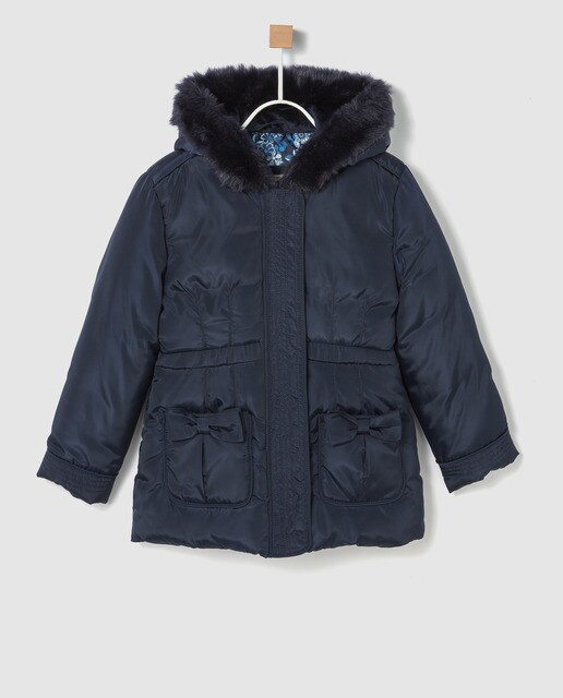 Parka de menina Freestyle azul-marinho com laços Parka de menina Freestyle azul-marinho com laços