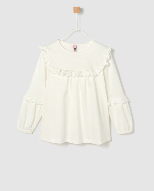 T-shirt de menina Freestyle em branco com folhos T-shirt de menina Freestyle em branco com folhos