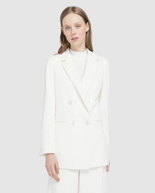 Blazer de bombazina de mulher Amitié branco