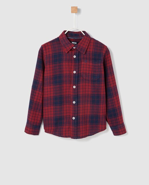 Camisa de menino Freestyle aos quadrados azuis e vermelhos Camisa de menino Freestyle aos quadrados azuis e vermelhos