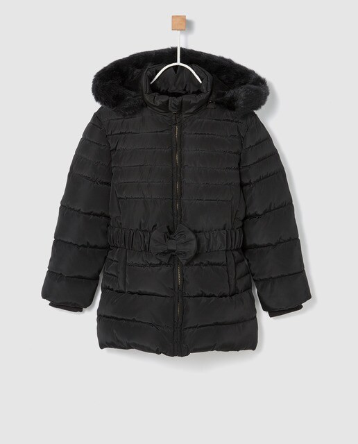 Parka de menina Freestyle preta com cinto Parka de menina Freestyle preta com cinto