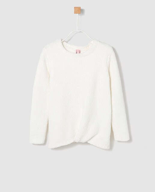 Camisola de malha de menina Freestyle branca com pormenor Camisola de malha de menina Freestyle branca com pormenor