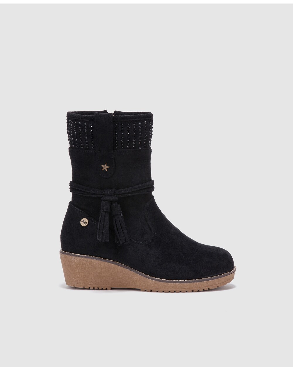 Xti girls' black wedge boots, Black. thumbnail