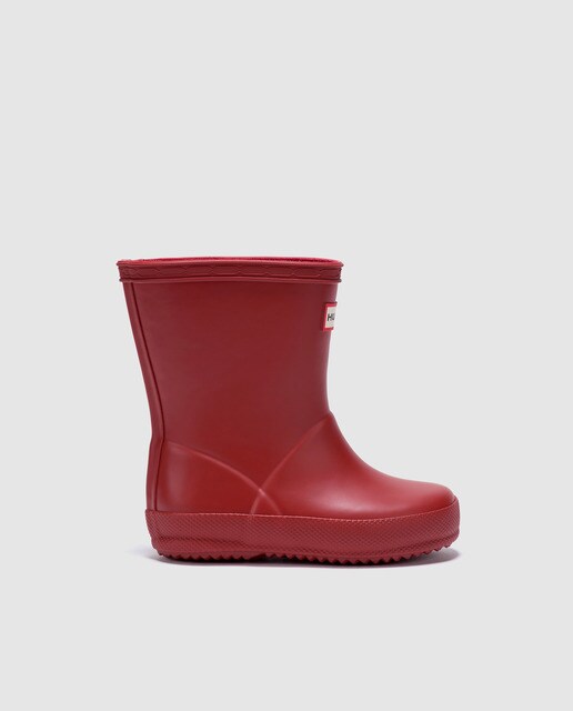 Botas de bebé Hunter vermelhas com pormenor de etiqueta Botas de bebé Hunter vermelhas com pormenor de etiqueta