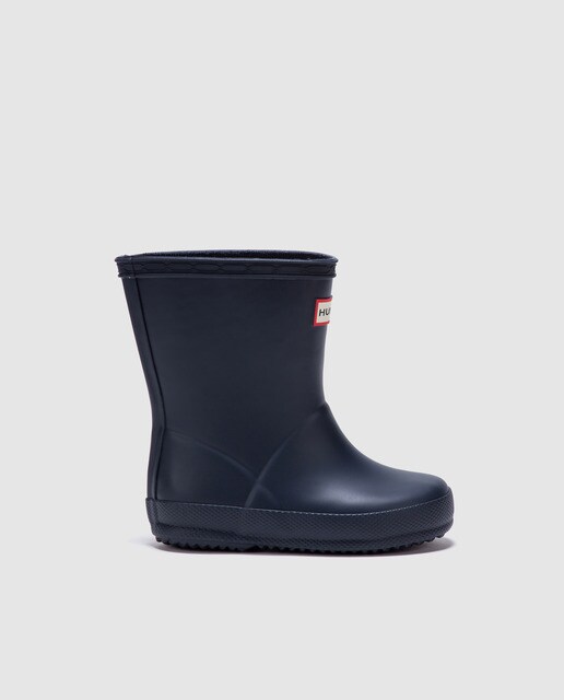 Botas de bebé Hunter azuis com pormenor de etiqueta Botas de bebé Hunter azuis com pormenor de etiqueta